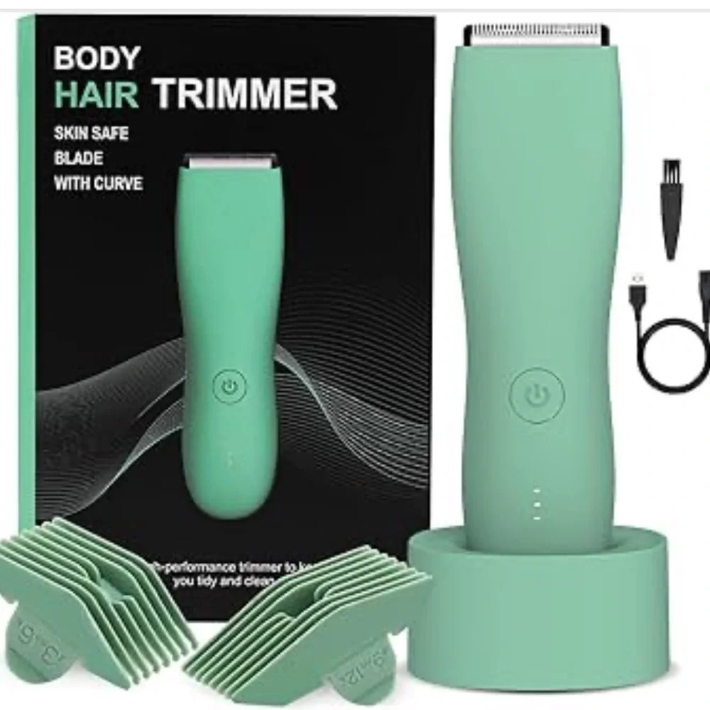 NEW! Hair Trimmer Electric Rechargeable Cordless Waterproof Attachments Green